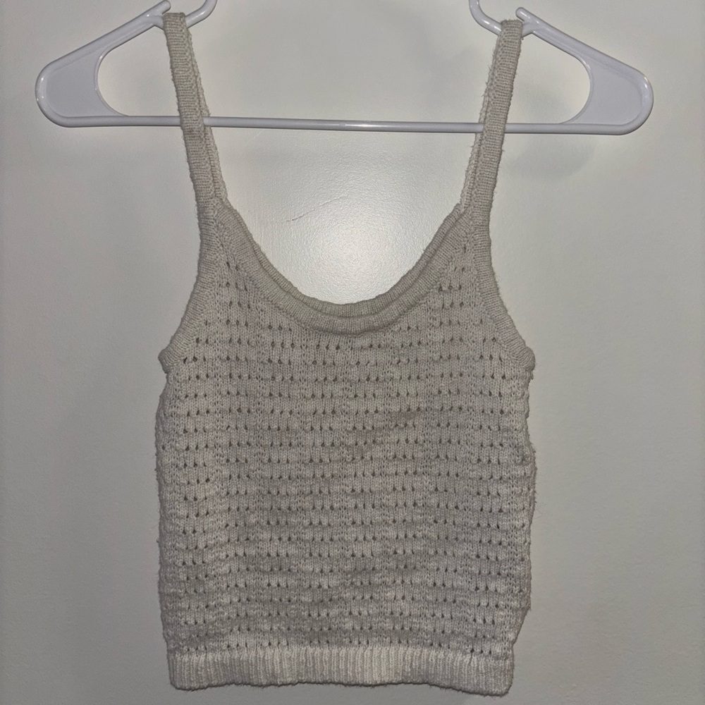 Madewell white crochet tank top